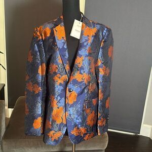Men’s Slim Fit Floral Suit Jacket Blazer 
Single Breasted One Button Size 38 NWT
